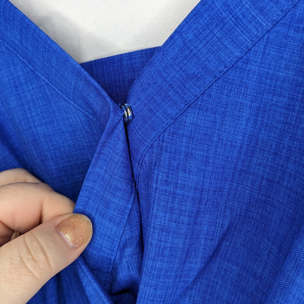 Flying Tomato Cobalt Blue Surplice Wide Leg Belted Jumpsuit, XS - Picture 8 of 10